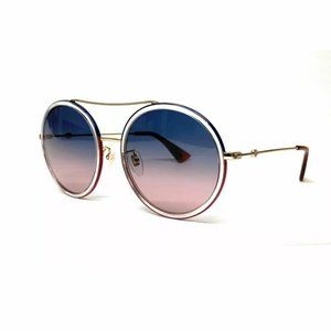 Gucci Women's Gold Blue Round Sunglasses!